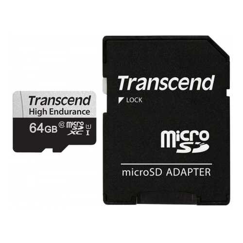 Карта памяти Transcend microSDXC Class 10, UHS-I U1, High Endurance, (SD адаптер)