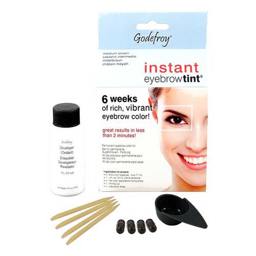 Краска для бровей Godefroy Instant Eyebrow Tint Kit Medium Brown 4 капсулы