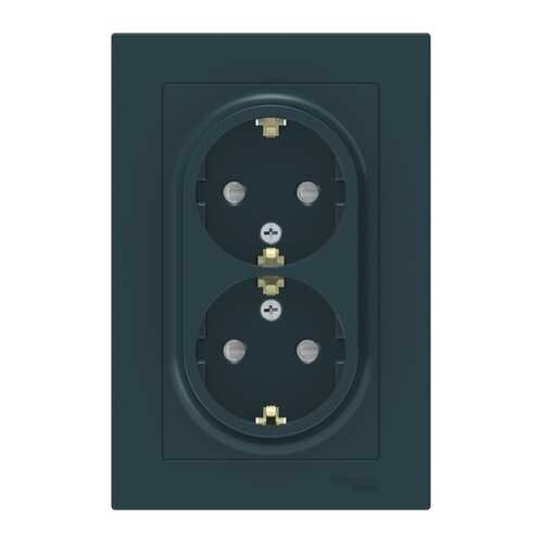 Розетка SE AtlasDesign Изумруд с/з двойная, со шторками, 16А, в сборе