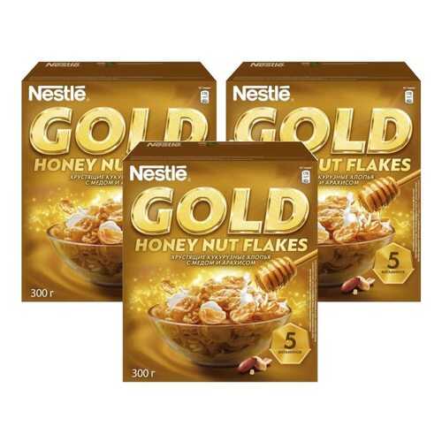 Кукурузные хлопья Gold Flakes с медом и орехами 3*300 г