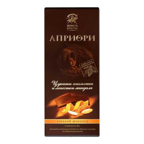 Шоколад Априори горький с цукатами апельсина и лепест-ками миндаля 100 г
