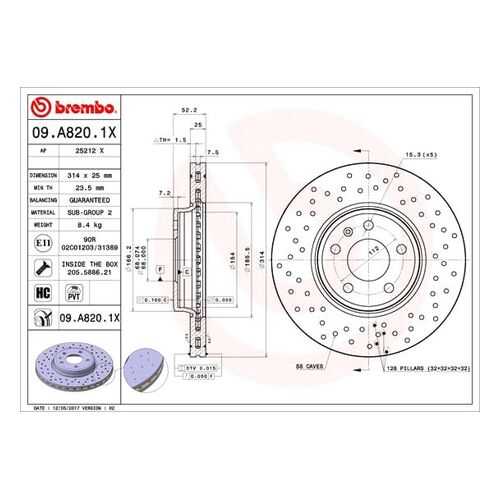 Тормозной диск brembo 09.A820.1X