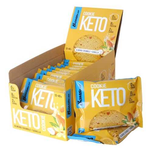 Печенье Bombbar Keto Cookie 12 40 г, 12 шт., ваниль/миндаль