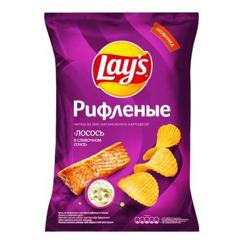 Чипсы Lay's рифленые из натурального картофеля лосось в сливочном соусе 150 г