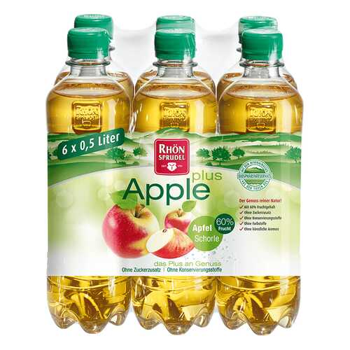 Минеральная вода с яблочным соком без сахара Rhon Sprudel «Apple Plus» 0.5 л, 6 шт