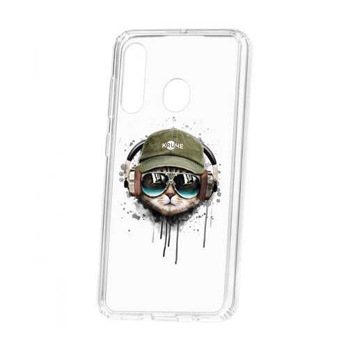 Чехол Kruche Samsung Galaxy A60 2019 Print Кот в наушниках