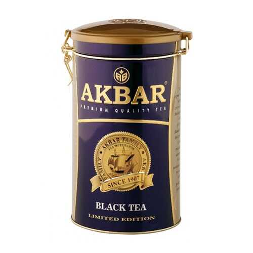 Чай Akbar Limited Edition, черный крупнолистовой, подарочный, жесть с клипсой, 150 гр