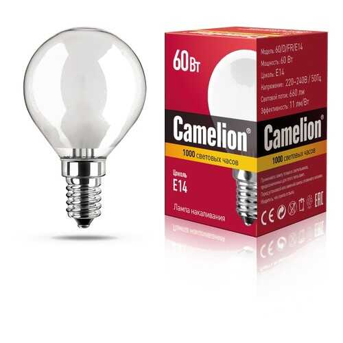 Лампа накаливания Camelion шар матовый 60W E14