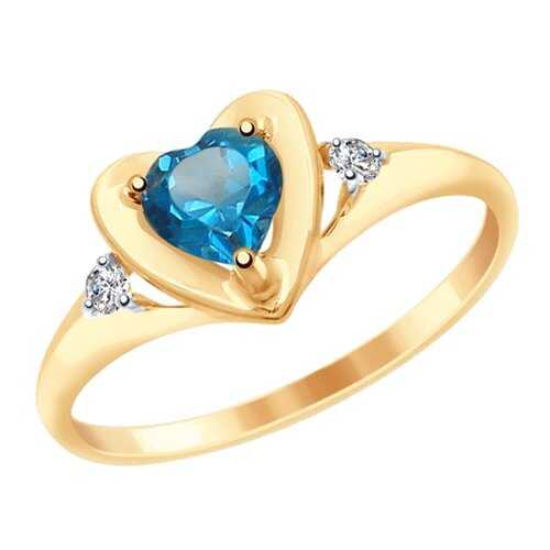 Кольцо женское SOKOLOV из золота с синим топазом и фианитами 715043 р.16