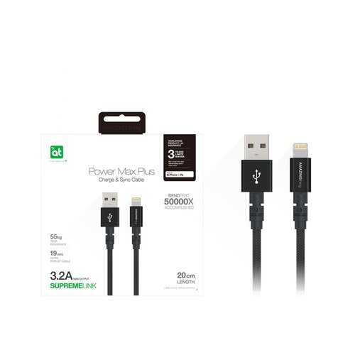 Кабель Amazingthing SupremeLink MFi Power Max Plus USB-iP Black 0.2m 3.2A