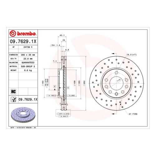 Тормозной диск brembo 09.7629.1X