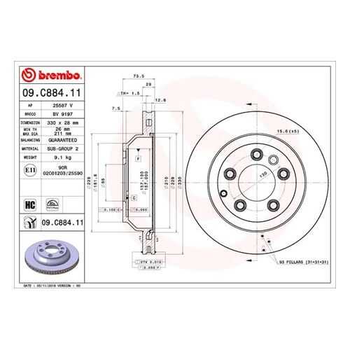 Тормозной диск brembo 09.C884.11