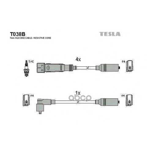 Комплект Проводов Зажигания TESLA T038B