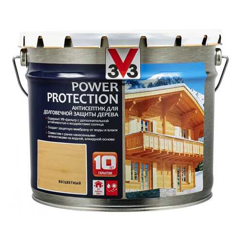 V33 Power Protection антисептик для долговечной защиты дерева 9 л, Цвет бесцветный