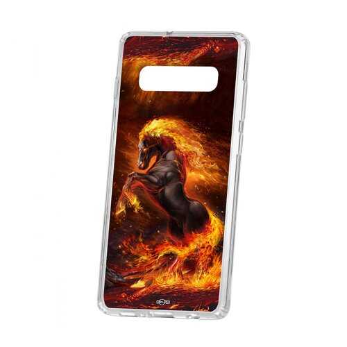 Чехол Kruche Samsung Galaxy S10+ Print Конь огонь