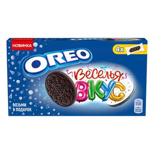 OREO печенье с какао и начинкой карамель/цв посыпка 176г