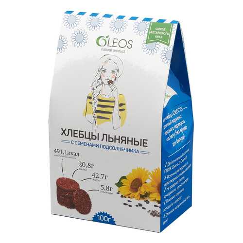 Хлебцы льняные Oleos с семенами подсолнечника 100 г