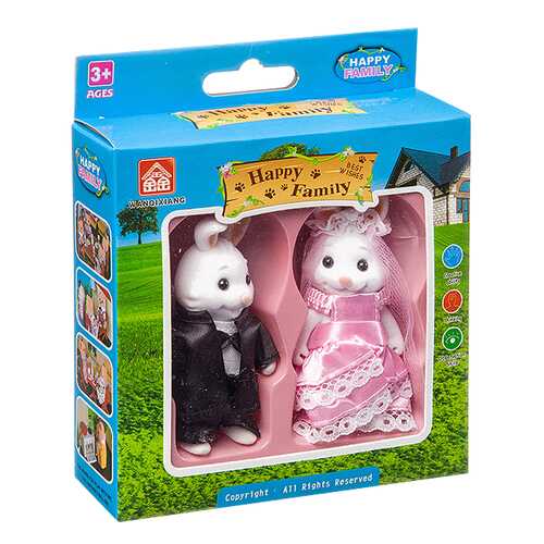 Игровой набор Happy Family фигурки зверюшек 2 зайчика BOX 15 21?15 21?4 5 см арт.012-05C.