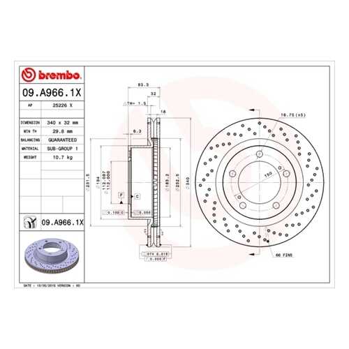 Тормозной диск brembo 09A9661X