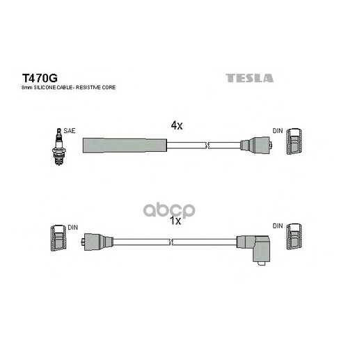 Комплект Проводов Зажигания TESLA T470G