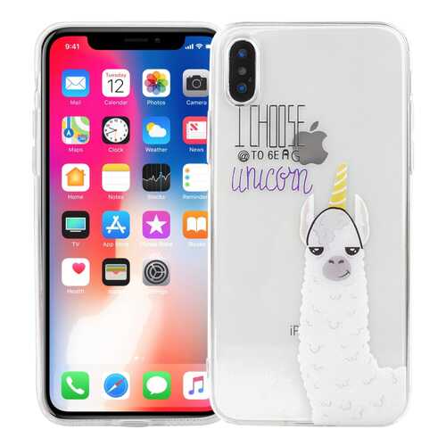 Чехол KAWAI для iPhone X/XSЛама-единорог