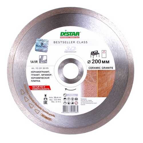 Круг алмазный 1A1R 200x1,7x8,5x25,4 Bestseller Ceramic granite