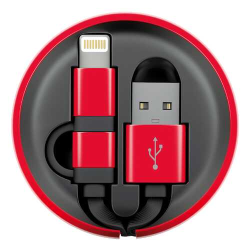 Кабель InterStep Lightning+MicroUSB 0,9м Black/Red