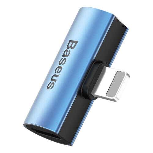Переходник Baseus Audio Converter L46 Lightning Male to Dual Lightning Female Adapter Blue