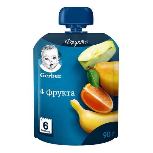 Пюре фруктовое Gerber 4 фрукта с 6 мес. 90 г