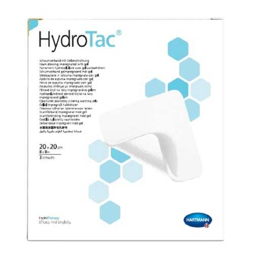 Повязка HydroTac ГидроТак губчатая с гидрогелевым покрытием 20х20 см 3 шт. 685844