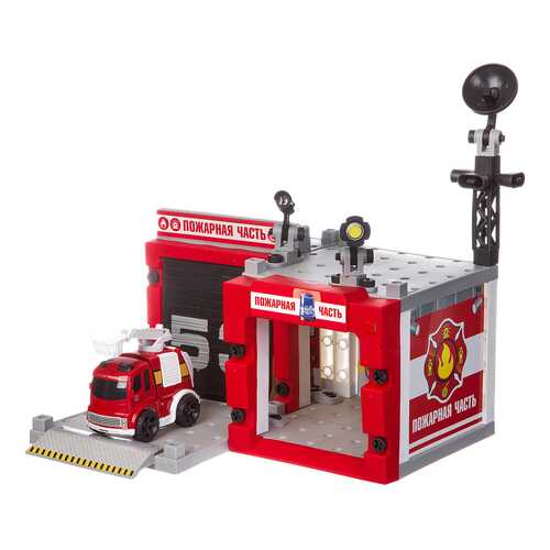 Конструктор Yako Toys пожарная часть с инерционной машиной, с отверткой 67 деталей