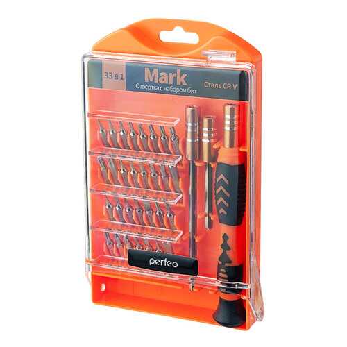 Отвертка Perfeo Mark с набором бит (насадок) 33 в 1.