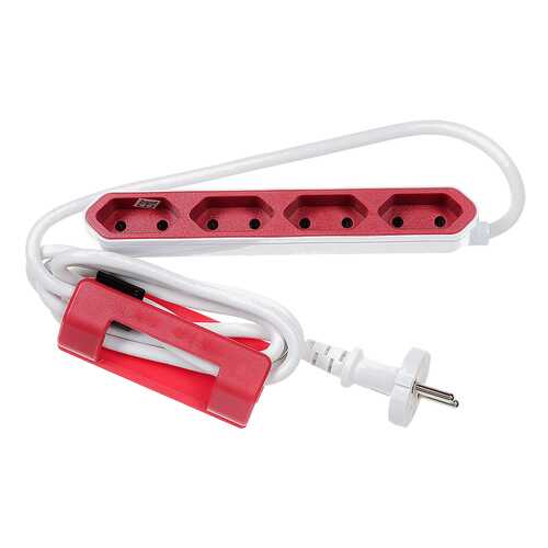 Удлинитель Allocacoc 9101/PB4SEU, 4 розетки, 1,5 м, White/Red