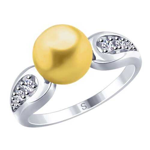 Кольцо женское SOKOLOV из серебра с жемчугом Swarovski и фианитами 94012679 р.16.5