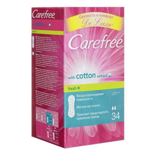 Прокладки CAREFREE Cotton Fresh С экстрактом хлопка 34 шт