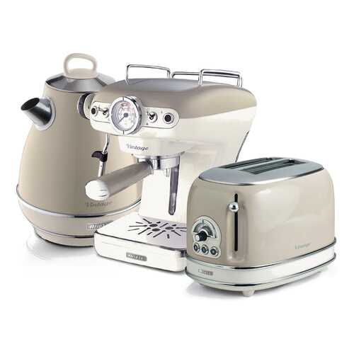 Комплект Ariete Vintage Рожковая кофеварка 1389/03 + тостер 155/13 + чайник 2869/03 Beige