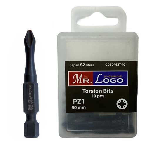 Бита Торсионная PZ1 x 50 мм Mr. Logo, Сталь - S2, арт. С050PZ1T-10, 10 шт.