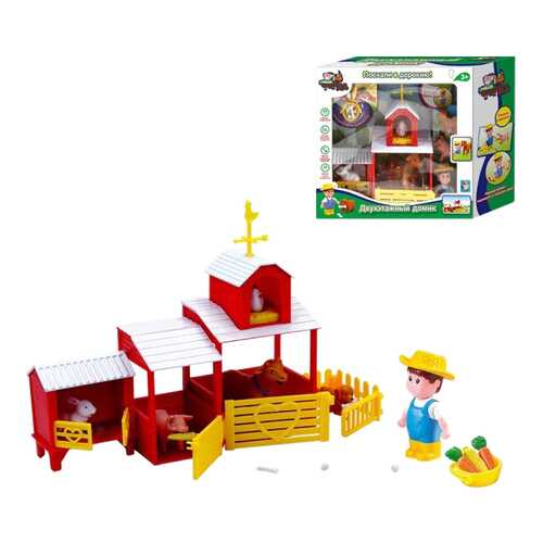 Игровой набор Наша ферма - двухэтажный домик с фермером и зверюшками 1Toy т11046