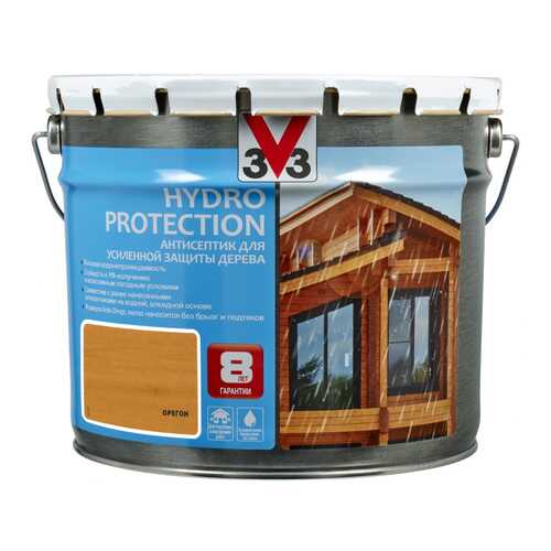 V33 Hydro Protection антисептик для усиленной защиты дерева 9 л, Цвет орегон