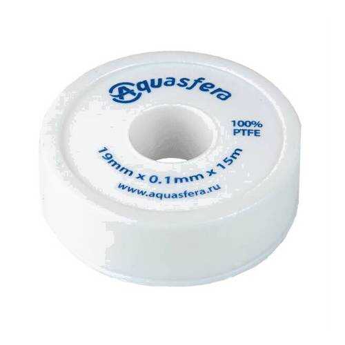 Лента ФУМ PTFE 6020 19ммх0,1ммх15м катушка среда: вода Aquasfera 6020-03