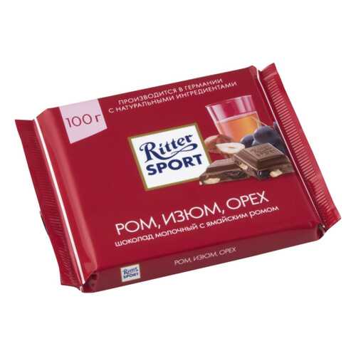 Шоколад молочный Ritter Sport ром изюм орех 100 г