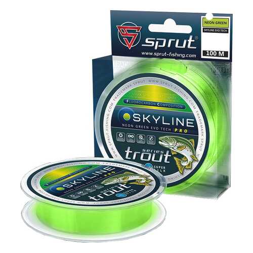 Леска монофильная Sprut Skyline Evo Tech Pro Neon Green 100 м, 0,335 мм, 10,35 кг