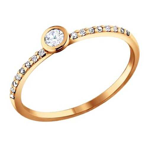 Серебряное золоченое кольцо женское с фианитами SOKOLOV 93010162 р.15.5
