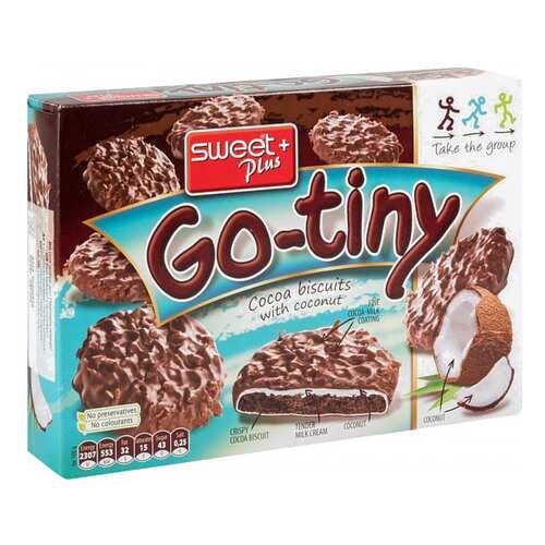 Печенье бисквитное Sweet Plus go-tiny со вкусом шоколада и кокосом 130 г