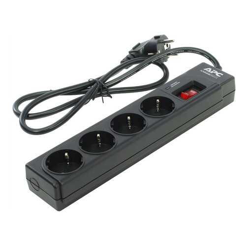 Сетевой фильтр APC P43B-RS-4-1, 4 розетки, 1 м, Black