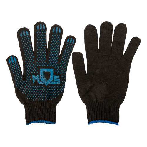 Перчатки вязаные упрочненные ( 5 нитей ) черные х/б с ПВХ MOS 12497
