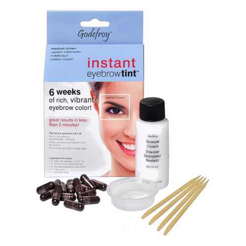 Краска для бровей Godefroy Instant Eyebrow Tint Kit 504 Medium Brown 15 капсул