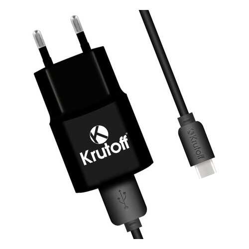 Сетевое зарядное устройство Krutoff CH-01C 1xUSB, 1A + кабель USB Type-C (black)