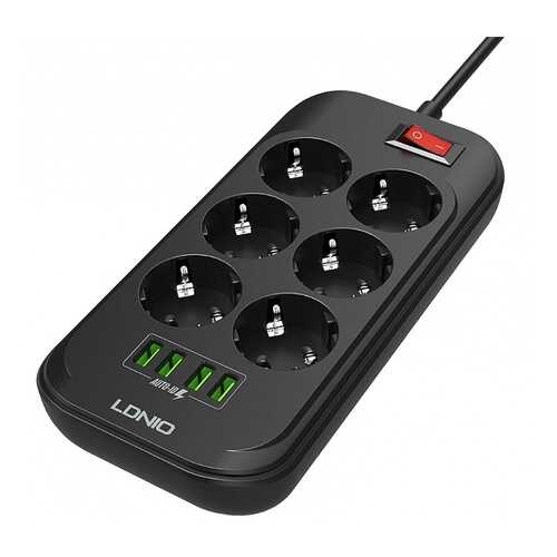 Сетевой фильтр LDNIO SE6403, 6 розеток, 2 м, Black