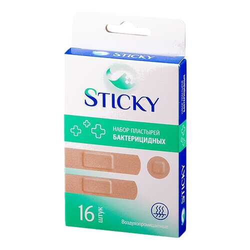 Пластырь бактерицидный Sticky текстильная основа набор универсальный 16 шт.